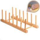 Suporte Organizador Escorredor 6 Divisórias Porta Pratos Louças Bambu Original Bancada Display Espositor Decorativo