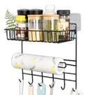 Suporte organizador parede cozinha metal prateleira porta papel toalha duplo ganchos multiuso armazenamento temperos ace Suporte organizador parede cozinha metal prateleira porta papel toalha duplo ganchos multiuso armazenamento temperos ace