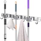 Suporte Organizador Porta Vassoura Rodo De Parede Com Gancho Inox