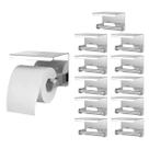 Suporte Papel Higienico Kit 11 Uni Inox Banheiro Lavabo Prateleira Apoio Celular Porta Objeto Multiuso Parede Resistente