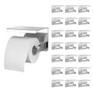 Suporte Papel Higienico Kit 21 Uni Inox Banheiro Lavabo Prateleira Apoio Celular Porta Objeto Multiuso Parede Resistente