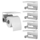 Suporte Papel Higienico Kit 4 Uni Inox Banheiro Lavabo Prateleira Apoio Celular Porta Objeto Multiuso Parede Resistente