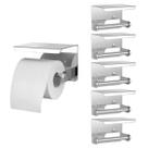 Suporte Papel Higienico Kit 5 Uni Inox Banheiro Lavabo Prateleira Apoio Celular Porta Objeto Multiuso Parede Resistente