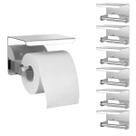 Suporte Papel Higienico Kit 6 Uni Inox Banheiro Lavabo Prateleira Apoio Celular Porta Objeto Multiuso Parede Resistente