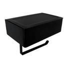 Suporte Papel Higiênico Preto 3 em 1 Porta Lenço Umedecido Celular