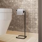 Suporte Papeleira De Chão Para Banheiro Lavabo Set Aço Multiuso D01 Preto Fosco - Lyam Decor