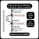 Suporte para 2 monitores ou tv de 10 a 65 polegadas suporte do Teto ao Chão