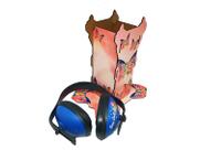 Suporte para Abafador de Ruidos Borboletas Rosas com Abafador Azul