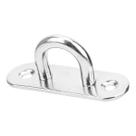 Suporte para amarracao de cabos ou cordas com olhal fixo e base de fixacao retangular arredondada, em aco inoxidavel ais