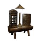 Suporte para canetas, cabine telefônica retrô vintage com mini abajur Suporte para canetas, cabine telefônica retrô vintage com mini abajur