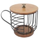 Suporte para cápsulas de café, base de ferro e madeira de grande capacidade, preto
