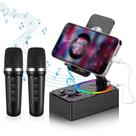 Suporte para Celular com Caixa de Som Bluetooth e 2 Microfones Sem Fio LED Recarregável Tipo C Suporte para Celular com Caixa de Som Bluetooth e 2 Microfones Sem Fio LED Recarregável Tipo C