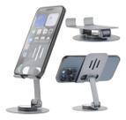 Suporte Para Celular De Mesa Dobrável Giratório 360 Metal Portátil, Ergonômico, Estável e Ajustável