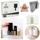 Suporte para celular de parede de plastico autoadesivo branco 10x8,5x2,5cm