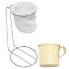 Suporte para Coador de Café Cromado com Caneca Esmaltada Bege Suporte para Coador de Café Cromado com Caneca Esmaltada Bege