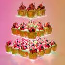 Suporte para cupcakes YestBuy, acrílico premium de 3 camadas com luz LED