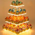 Suporte para cupcakes YestBuy Torre de acrílico de 4 camadas com luz LED