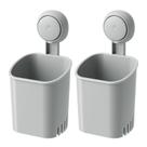 Suporte para escova de dentes LEVERLOC Powerful Suction, pacote com 2 unidades, cinza