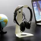 Suporte para Fone de Ouvido Tipo Pedestal Mesa - Aço Branco
