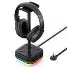 Suporte para fone de ouvido TROND com USB C, 3 tomadas AC, 2 USB A e 1 USB C