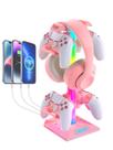 Suporte para fones de ouvido RGB Gaming VCOM com 2 USB e 1 tipo C