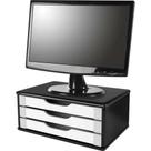 Suporte para Monitor com 3 Gavetas 39X26X16CM MDF Preto e Branco