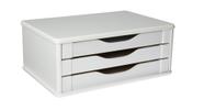 Suporte Para Monitor de Mesa Em MDF Branco Com 3 Gavetas Brancas Souza Referência 3343