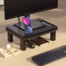 Suporte para Monitor e Notebook Preto com 3 Regulagens de Altura e Suporte de Celular NR17 Reliza
