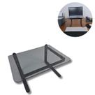 Suporte Para Monitor Office Preto Vidro Fume Super Resistente Base de Ferro e Base de Vidro Conformidade Com NR 17