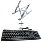 Suporte Para Noteboook aluminio e teclado com fio kit qte