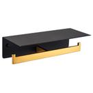 Suporte para papel higiênico ApluSee Dual Roll Black Gold Prateleira de 30,5 cm
