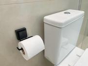 Suporte para papel higiênico com adesivo preto fosco aço carbono - future 102pt