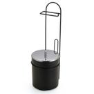 Suporte para Papel Higiênico com Lixeira Preta de 5L e Tampa em Inox Premium