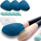 Suporte para pincel de maquiagem + Cleaner Mat Pad Silicone Travel Blue