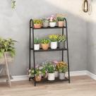 Suporte para Plantas 3 Camadas, Estante para Plantas Multifuncional para 7 Vasos, Rack de Plantas Interno e Externo