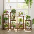 Suporte para Plantas Bamworld, 4 Conjuntos, Prateleira de Madeira para Uso Interno e Externo