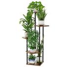 Suporte para Plantas Bamworld de 5 Níveis em Metal e MDF, para Uso Interno, Marrom