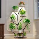 Suporte para Plantas EVAWOO de 8 Níveis 127cm para Canto com Luzes de Crescimento Suporte para Plantas EVAWOO de 8 Níveis 127cm para Canto com Luzes de Crescimento