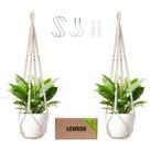 Suporte para Plantas LEWESU Macramê Conjunto com 2 Unidades 89 cm Marfim