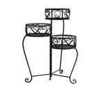Suporte para plantas Pure Garden 63 cm de metal preto vintage de 3 camadas Suporte para plantas Pure Garden 63 cm de metal preto vintage de 3 camadas