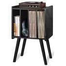 Suporte para toca-discos 2BHOME LP de madeira com 4 armários pretos