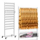 Suporte para tranças de cabelo dos dois lados com rodízios, suporte vertical para extensões de cabelo com bandeja de salão, suporte para tranças de cabelo, 286 pinos para trançadores em pé, suporte para trançar cabelo (branco)