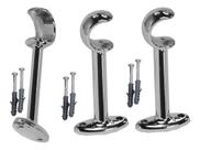 Suporte para varão de cortina Alongado 10cm Simples 28mm Cromado 3 peças