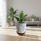 Suporte para vaso 25cm redondo de madeira com rodas em gel silicone Gold Plant