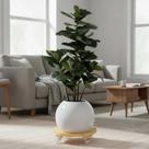 Suporte para vaso 35cm redondo pinus rodízio de nylon preto Gold Plant