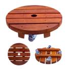 Suporte para Vaso de Plantas Redondo em Madeira Rodinhas Gel 30 cm