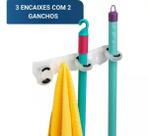 Suporte Para Vassouras Com 3 Encaixes 2 Ganchos