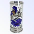 Suporte para vela 7 dias 18 cm Ogum azul vidro e alumínio