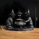 Suporte Para Vela Em Forma De Caldeirão Com Gatos Bruxas Pretos, Decoração De Halloween, Estatuetas