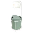 Suporte Porta Papel Higiênico Branco Com Lixeira 5L Cesto Lixo Verde Tampa Basculante Redondo Banheiro - 494 AMZ Suporte Porta Papel Higiênico Branco Com Lixeira 5L Cesto Lixo Verde Tampa Basculante Redondo Banheiro - 494 AMZ